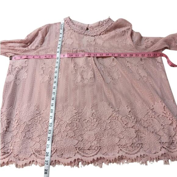 Lacey Boho Fairy Tunic Top Blouse XL Pastel Lavender Purple Flowy Yoke‎ Girly - Picture 4 of 10